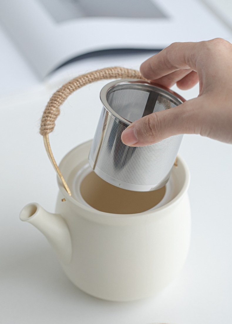European-Style Loop-Handled Ceramic Tea Warmer for Home Hotel Restaurant and Office