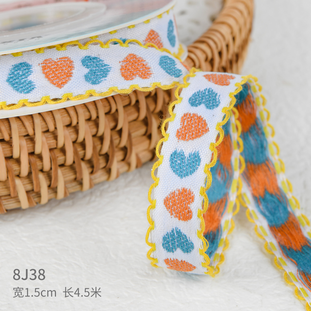 15mm*50y Pastoral Floral Cotton Ribbon Baking Cake Ribbon Bow DIY Material Decoration Ribbon Flower Bouquet Packaging
