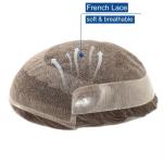 Mens Toupee French Lace Front Hairpiece Poly Skin PU Hair System Replacement OCT