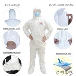 Non Woven Disposable Hooded Coveralls PP PE Laminated White With Boot Cover