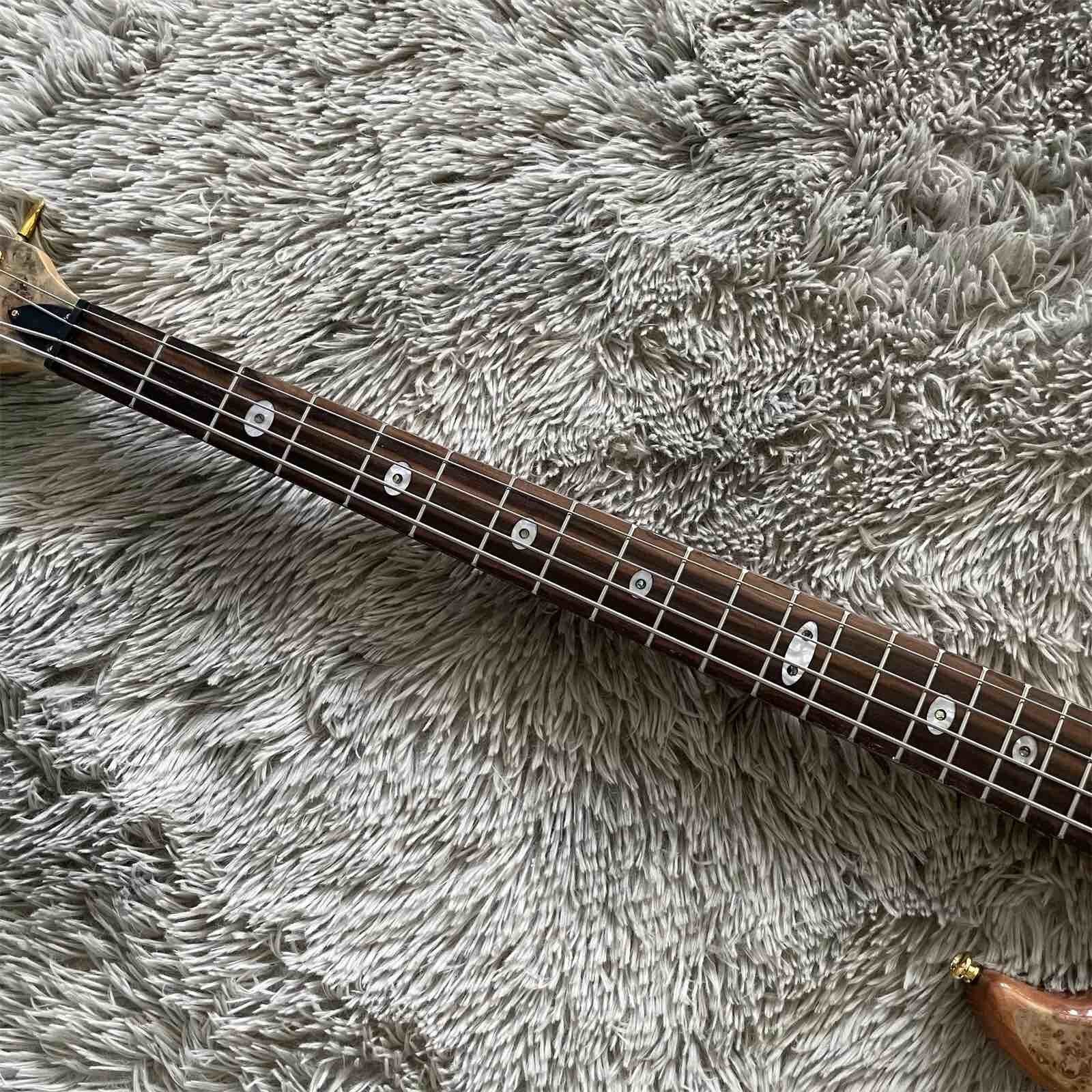 Custom 4 Strings Neck Through Body Alembic Style Electric Bass Guitar Tree Burl Top