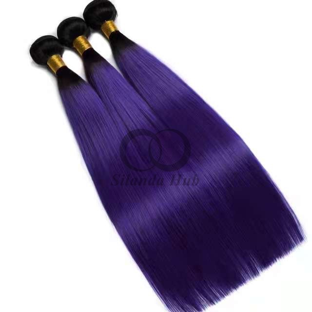 #T1B/Purple Straight Remy Human Hair Bundles Sew In Weave Bundles Brazilian Bundle Deals