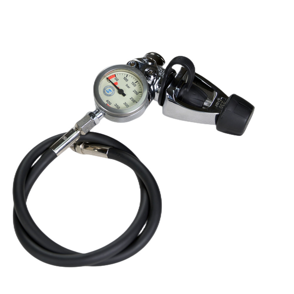 FCC Silver Color Spg Scuba Diving , Anti Freeze Scuba Air Pressure Gauge
