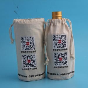 Quality Durable Custom Drawstring Bags , Anti Toxic Natural Color Canvas Wine Bags wholesale
