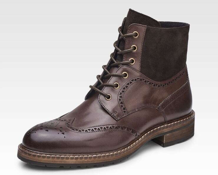 Pointed Toe Mens Brown Leather Chelsea Boots , Leather Lace Up Ankle Boots For Party
