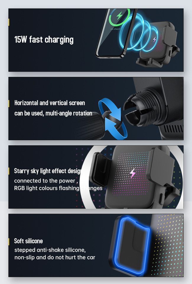 Starry Night Light Wireless Iphone Car Charger For Small Screen Mobiles