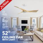 High Air Volume 52 Inch Solid Wood Ceiling Fan Decorative Pure Copper Motor