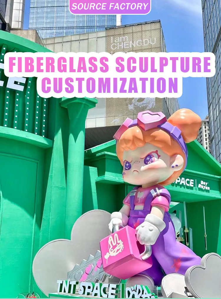 Colorful 3m High 3D Cartoon Resin Fiberglass Sculpture For Event Exhibition Easy To Clean And Long-Lasting