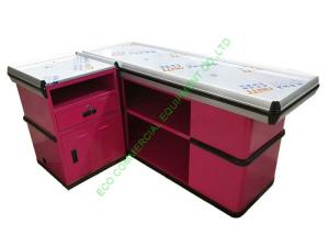 Quality Used Grocery Store Check-out Cash Counter Steel Red Cash Wrap Counter wholesale