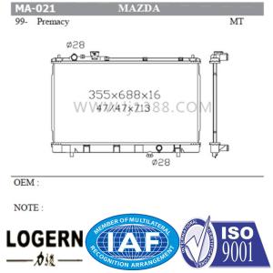 Quality Aluminum Vehicle Radiator Radiator / 1999 Mazda Premacy Radiator Ma-021 wholesale