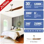 6 Speeds Low Noise DC Motor Ceiling Fan With 2 Solid Wood Blades