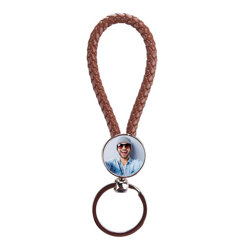 Sublimation Metal Keychain With Woven Rope Blank Bag Pendant Keyring