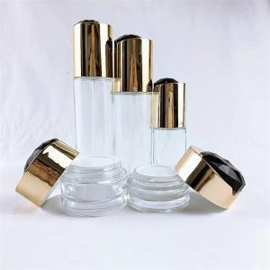 Quality Empty Frosted Lotion Glass Pump Bottle with Golden Pump wholesale