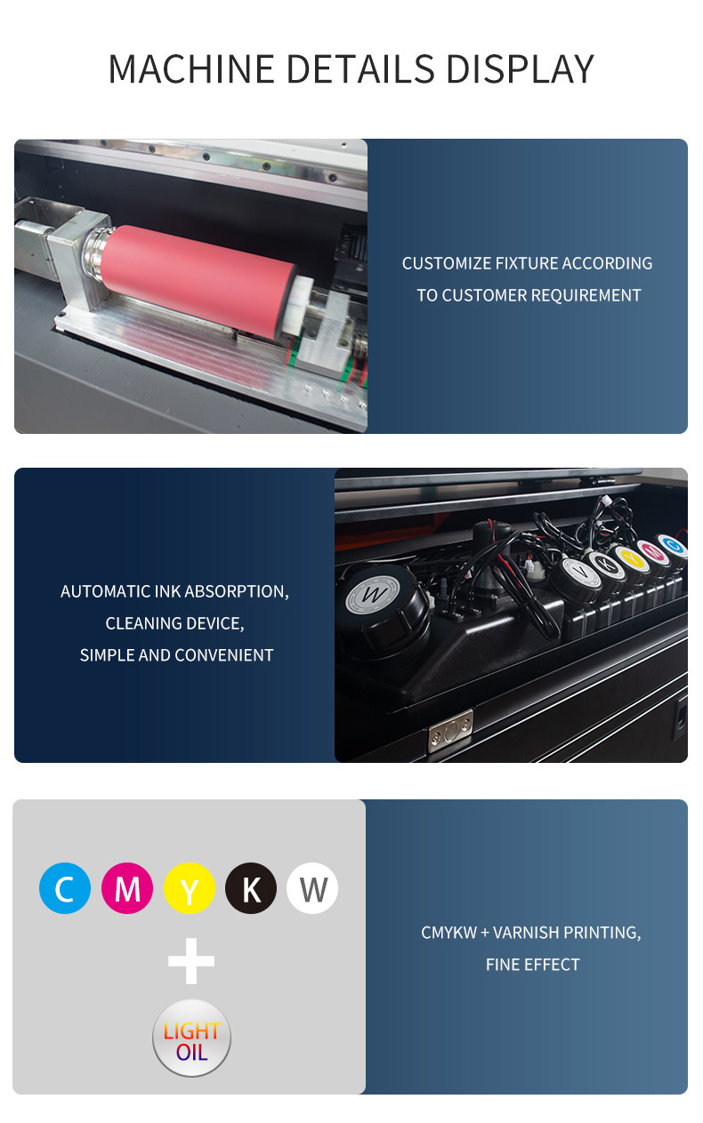 LED UV Lamp CMYKW Bottle Label Printer Printhead Auto Cleaning USB 3.0 720 - 1220 Dpi