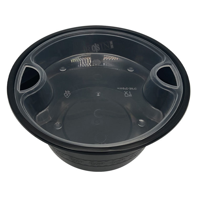 Disposable PP 2 Level Takeaway Food Container Round Plastic Takeaway Bowl With Covers