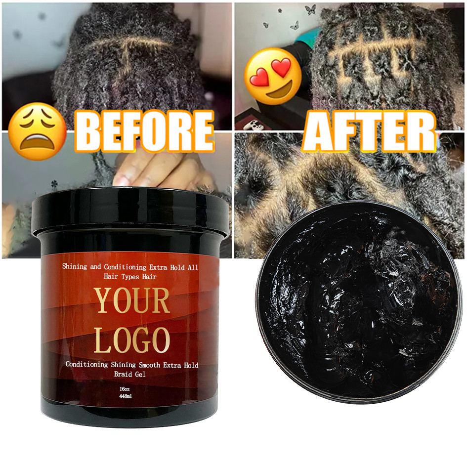 Customize Logo Strawberry Scent Braiding Gel For Hair Locks Twists Tames Frizz Edge Control Braid Gel No Flake Non Greasy Wax
