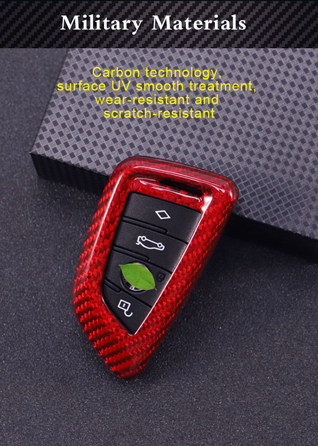 Customized Glossy Slip Proof Bmw Carbon Key Cover