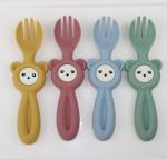Soft Cute Panda Style Silicone Forks And Spoons For Baby Children
