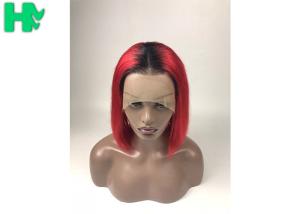 Quality Red Colored 100% Brazillian Human Hair Lace Front Bob Wigs No Foul Odor wholesale