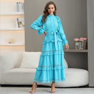 Quality Embellished Patchwork Bell Sleeve Lace Dress 100% Cotton Fabric wholesale