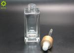 30ml Packaging Flat Shoulder Square Cosmetic Glass Bottles With Dropper