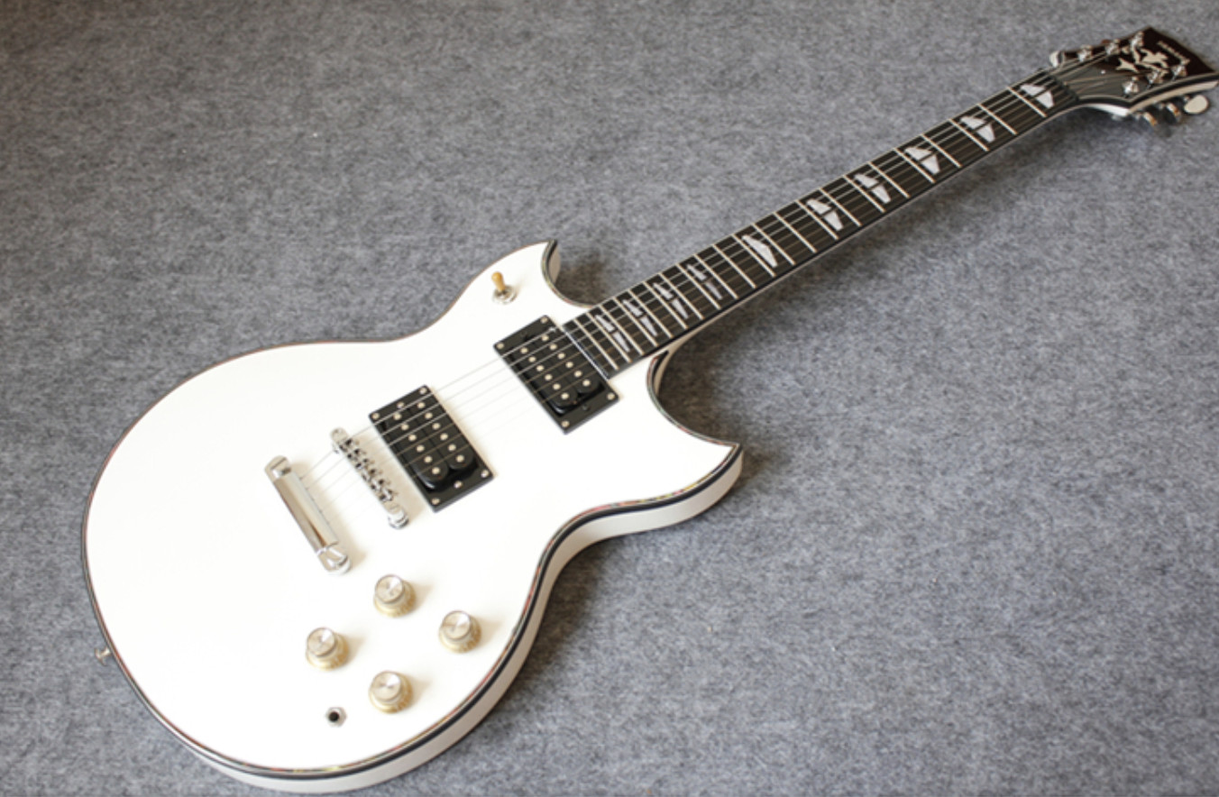 White Glossy Finish YMH SG Electric Guitars China Chrome Hardware