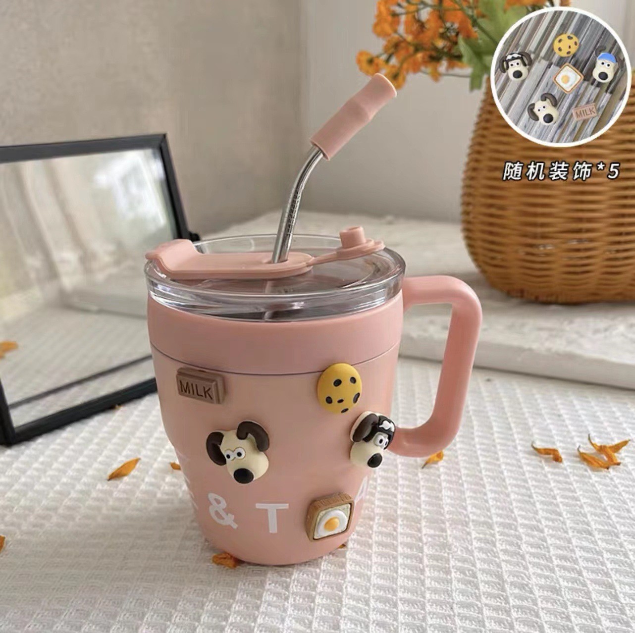 Insulated Travel Mug 1Pcs 480ml Stainless Steel Coffee Cup With Straw Lid Thermos Mug For Hot Cold Drinks Water Tea Milk Office Outdoor Portable