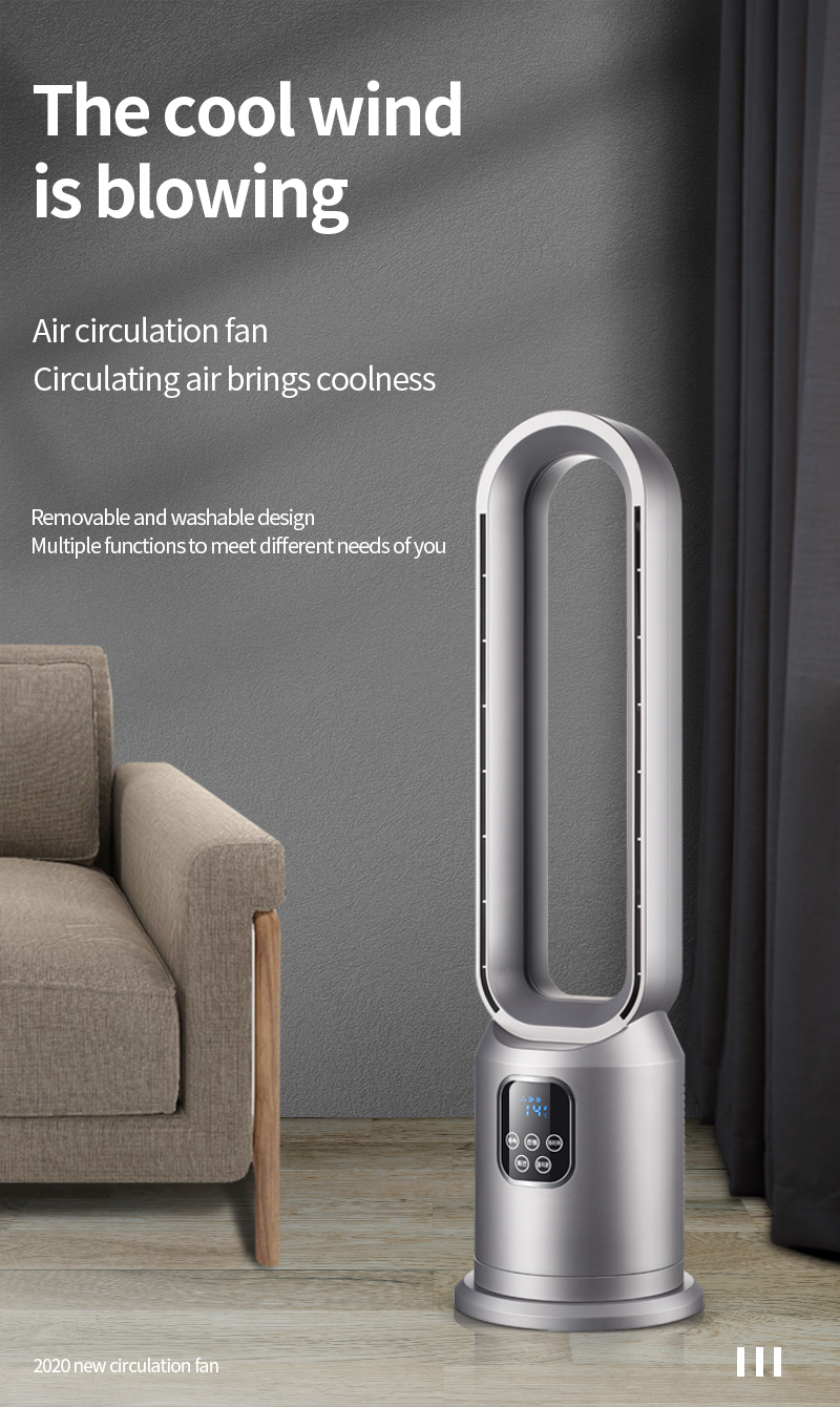 ABS Remote Control Bladeless Floor Fan OEM Large Air Volume Cooler Home Water Mist Fan