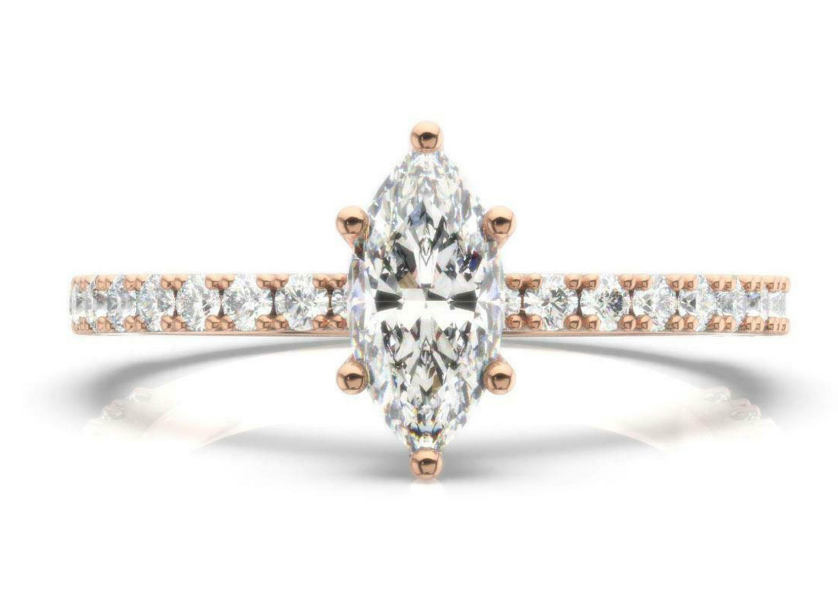 D VS1 18K Rose Gold Ring 2CT Weight Marquise Cut for Engagement