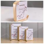 New Product Clear L Shape Acrylic Photo Picture Frame with Wood Base Advertising