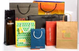 Quality Recyclable Customized Paper Bags Full Color Printing Kraft With Handles wholesale