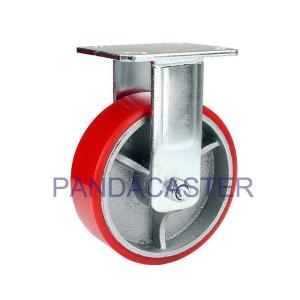 Quality Rigid Fixed Heavy Duty Casters Wheels Red 6 Inch Polyurethane Wheels wholesale