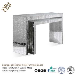 Quality Elegant Crystal Veneer Compact Glass Mirrored Console Table For Hotel Lobby Bedroom wholesale