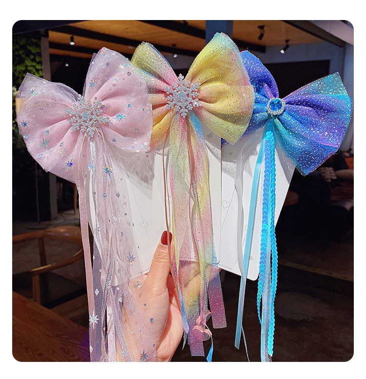 Princess Hairpin Children'S Cute Bow Hair Accessories Korean Net Yarn Little Girl Hairpin Clip Headdress