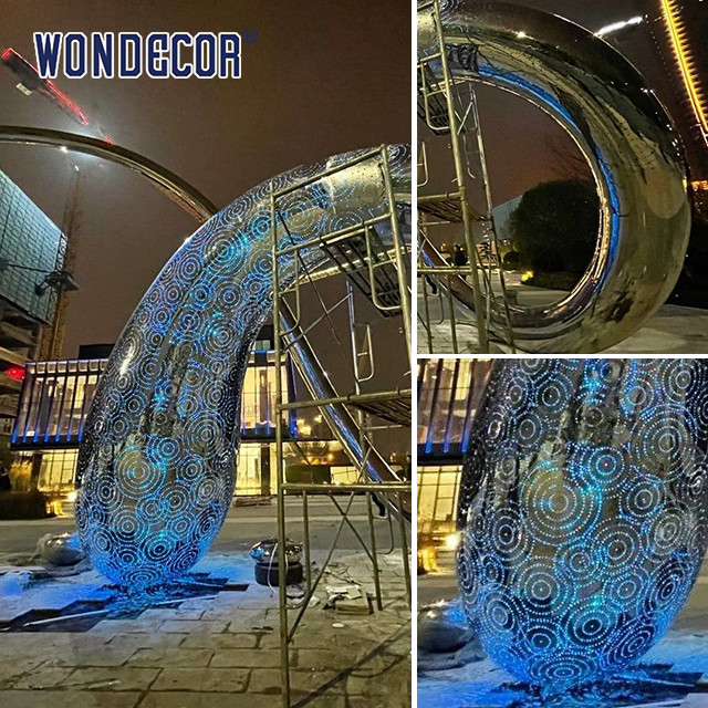 Shape Water Droplets Large Stainless Steel Sculpture For Outdoor Squares