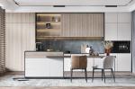 Wholesale Wooden Furniture Custom Made Modular Flat Edge Kitchen Cabinets