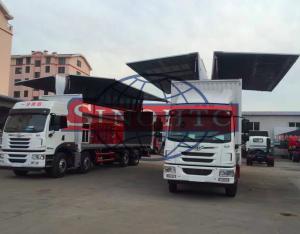 Quality FAW Cargo Transport Truck Opening Wing Van Truck 3 - 30 Tons Loading Capacity wholesale