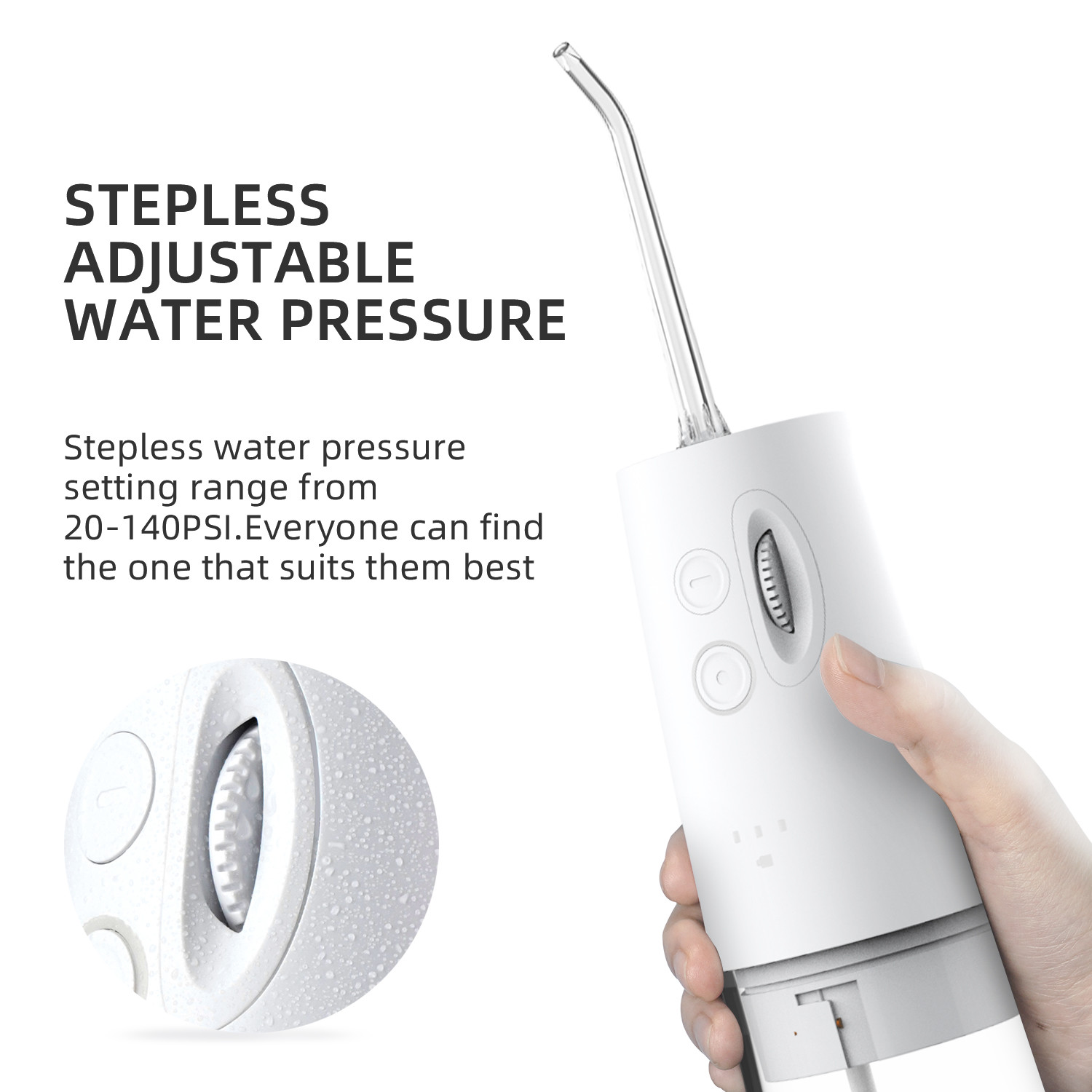 Adjustable Mouth Diy Water Flosser Cordless IPX7 10 - 140 PSI