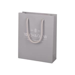 Quality Offset Printing Grey Gift Paper Bags Shopping Packaging With Cotton Rope Handle wholesale