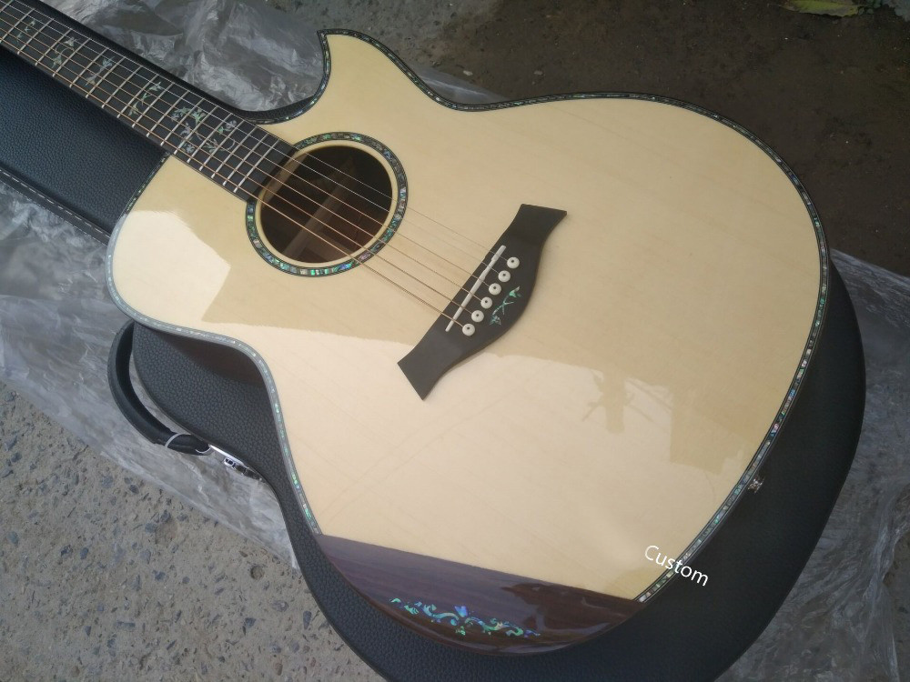 Handmade guitar AAAA all solid wood customize cocobolo guitar single cut design acoustic electric guitar