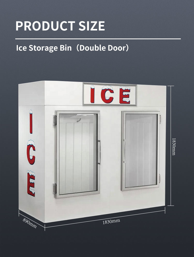 Double Doors Ice Storage Freezer Merchandiser For Outdoor 1841L