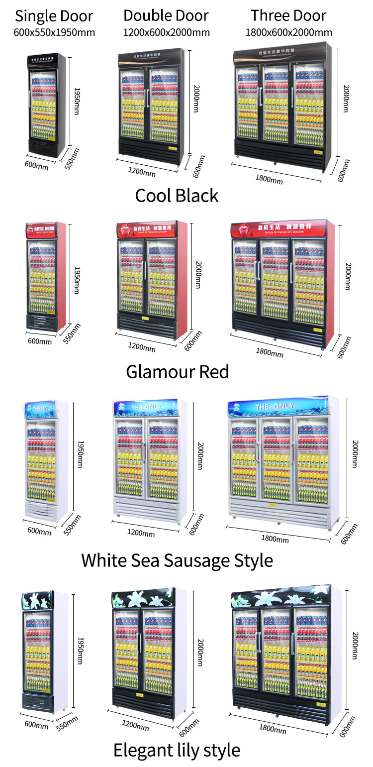 Upright Commercial Display Freezer Beverage Cooler