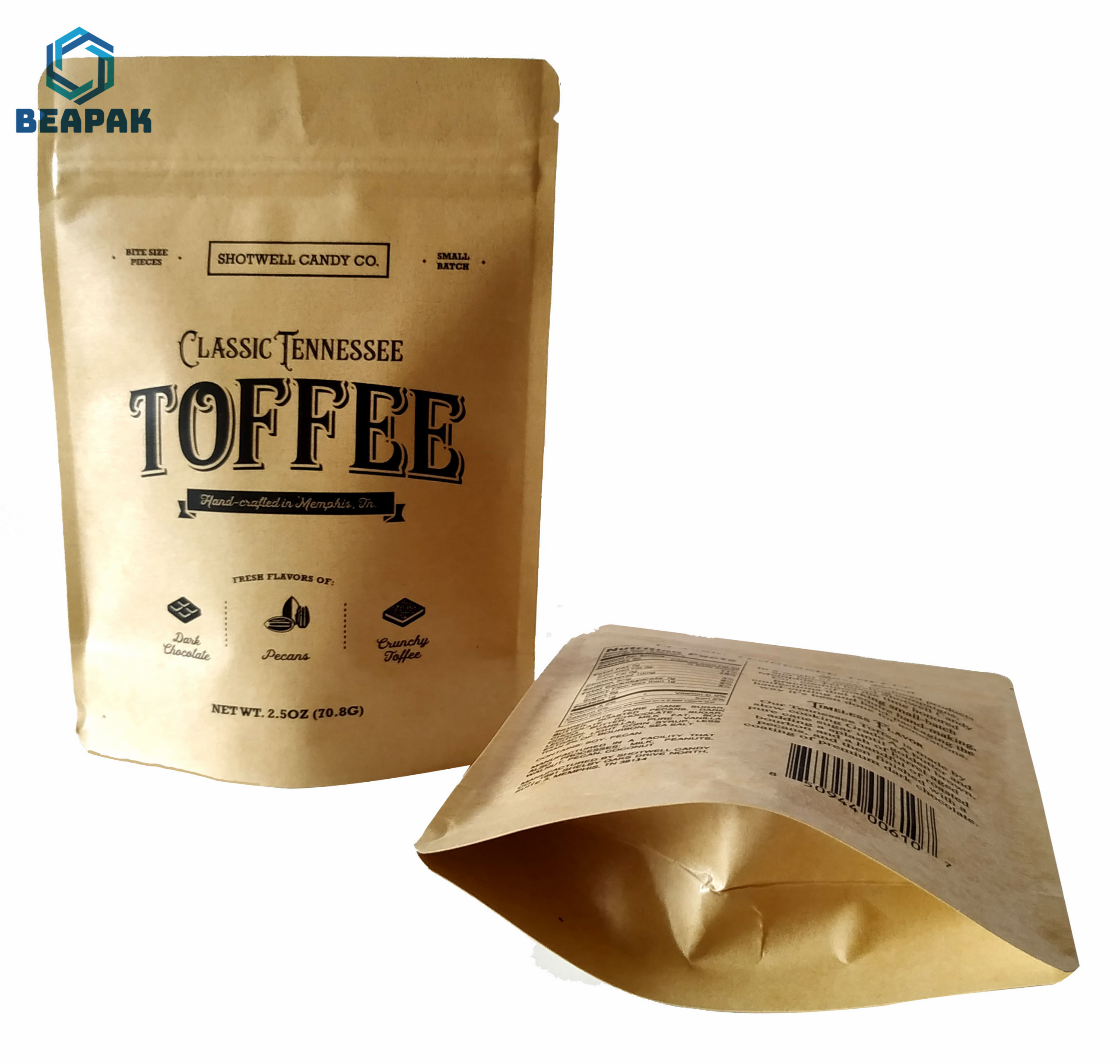 Stand Up Zipper Matte Black Coffee Bean Packaging Bags
