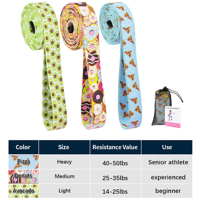Fabric Fitness Gym Equipment Width 3cm Hip Exercise Resistance Bands Set For Legs Glute And Thighs Training
