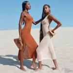 Hollow Perspective Women's Beachwear Dresses , 99cm White Knitted Beach Dress