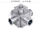 Sanitary Three way non retention Ball Valve with Aluminium Pneumatic