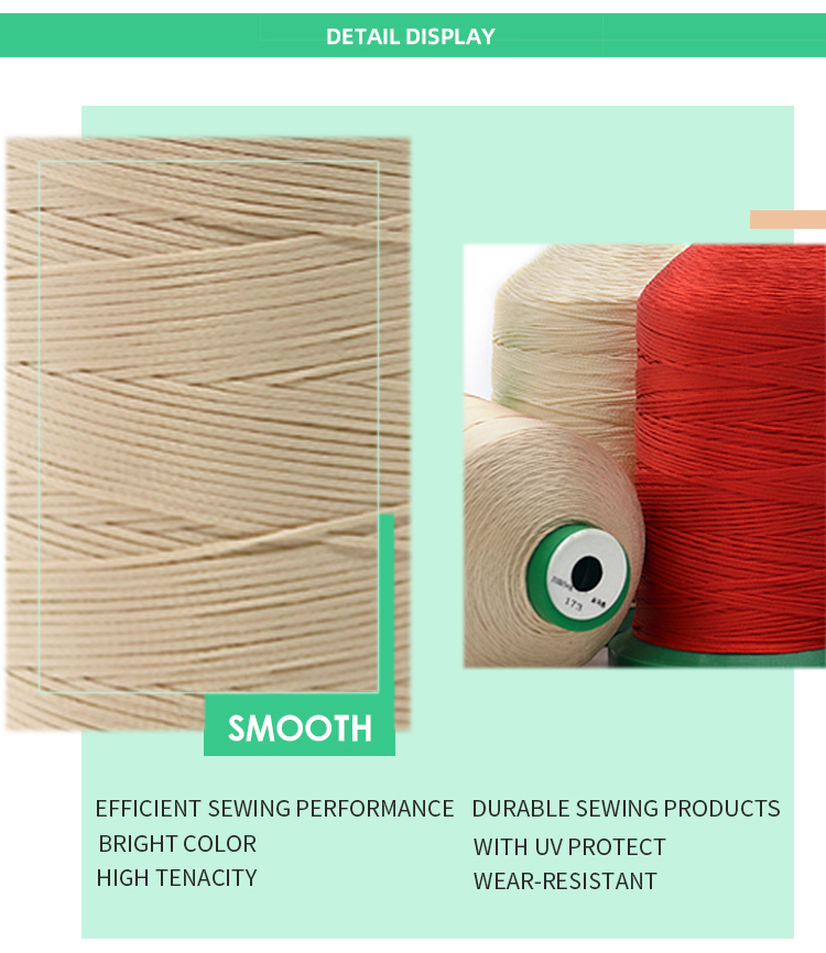 16Plys Non Wax Polyester Material Braided Sewing Thread for Women's Shoes UV Resistance