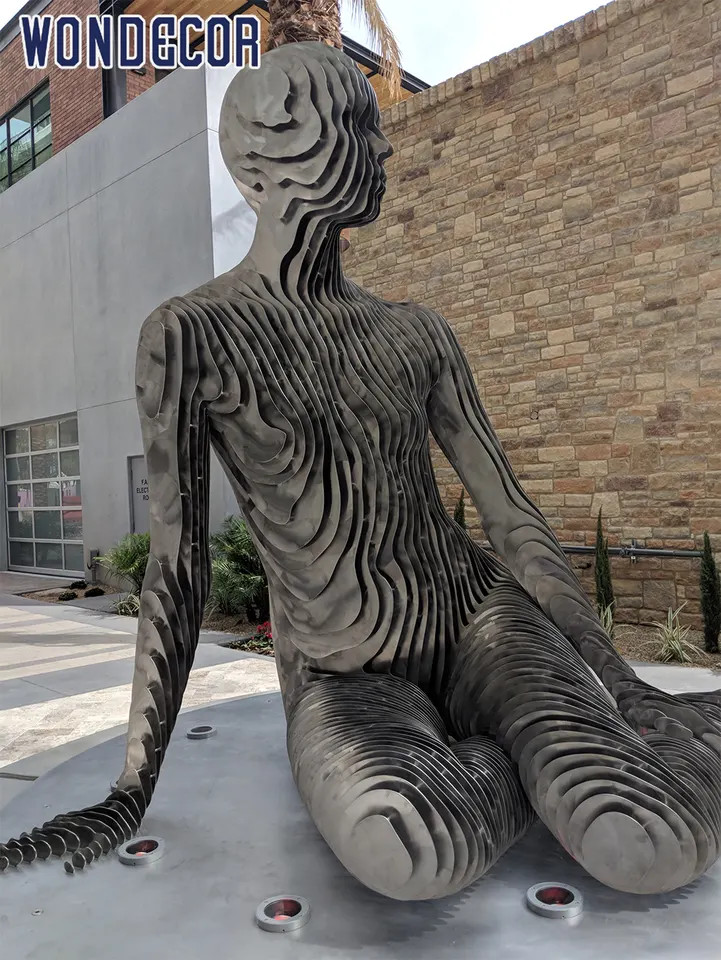 Outdoor Stainless Steel Garden Sculptures 165cm Sitting Women Shape