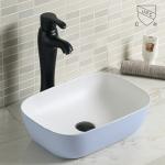Modern Glossy White Porcelain Top Mount Bathroom Sink