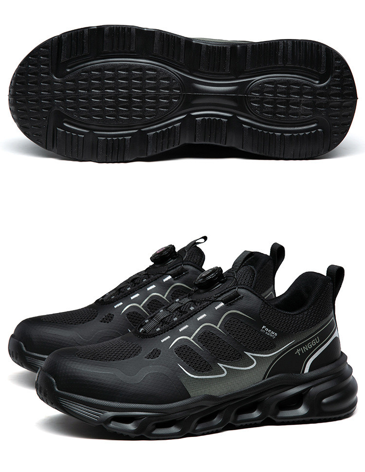 BOA Rotating Button Work Shoes TPU Flying Knit Black Industrial Safety Shoes With Kevlar Mid Sole And Anti-smash EVA Sole